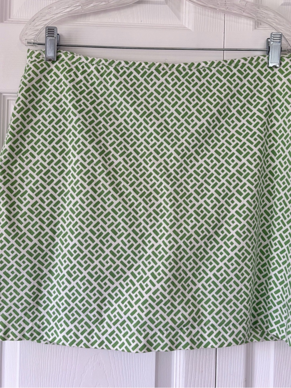 Women’s Green White Geometric A-Line Skort Size 12 Cotton Stretch Golf